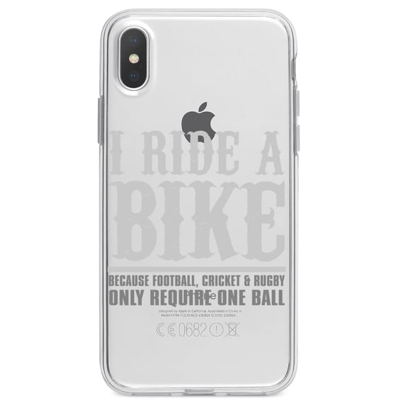 DistinctInk Clear Shockproof Hybrid Case for iPhone XR (6.1" Screen) - TPU Bumper Acrylic Back Tempered Glass Screen Protector - I Ride Bike - Sports Only Require 1 Ball