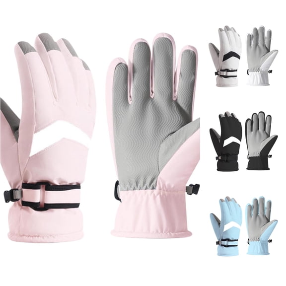 SUXIAN Exercise Gloves Winter Ski Lined Thickened Windproof - Touchscreen Outdoor Sports Cycling Riding Work Out Gloves Pink One Size