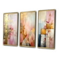 thumbnail image 3 of Designart "Vintage Pink Gold Allure Boho Chic II" Abstract Cubism Framed Wall Art Set Of 3 - Pink Cubism Frame Canvas Set For Living Room Decor, 3 of 7