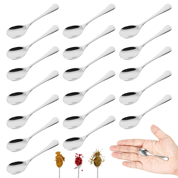 18 Pcs Reusable Tiny Spoon 2.9 Inches 304 Stainless Steel Mini Spice Spoon with Ergonomic Handle for Seasoning Honey Coffee Dessert Cake