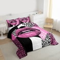 thumbnail image 3 of jejeloiu Jungle Cheetah Pattern Queen Comforter Set,Black Pink White Bedding Comforter Set For Teens Reversible 3pcs, 3 of 8