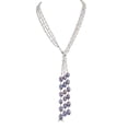 thumbnail image 2 of Gemistry White & Grey Freshwater Pearl Lariat 22" Necklace in Sterling Silver, 2 of 3