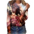 thumbnail image 2 of Leesechin Women's Juniors Clothing Round Neck Loose Tops Casual Print T-Shirts Long Sleeve Blouse in, 2 of 5