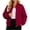 Wine, variant on Zpanxa Bomber Jacket Women Short Plus Size Zip Up Stand Collar Casual Coat with Pockets Army Green 4XL