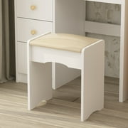 MONSLIPA Makeup Vanity Dressing Table w/Drawers and Shelves, Sturdy Vanity Set w/Lighted Mirror, White Dresser Desk & Cushioned Stool