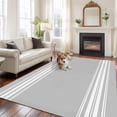 thumbnail image 3 of Area Rug 72×108in, Grey Stripes Farmhouse Style Floor Carpet Living Room Rug, Modern Minimalist Art Non-Slip Welcome Mat Indoor Rugs for Bedroom Dining Room, 3 of 9
