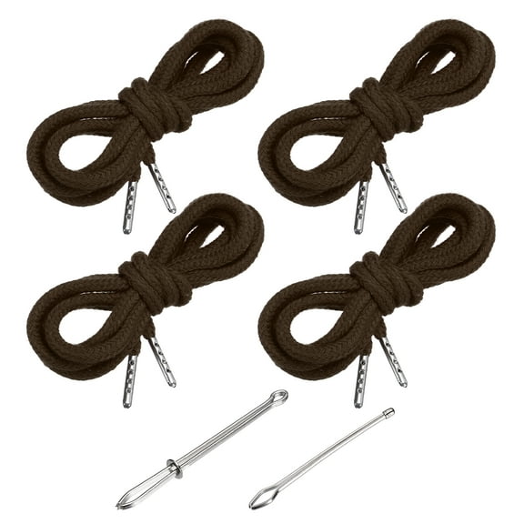 Uxcell 51 Inch Drawstring Cords, 4pcs Replacement Draw Strings with 2pcs Easy Threaders for Shorts Pants Jackets Coats Sweatpants Hoodie, Brown