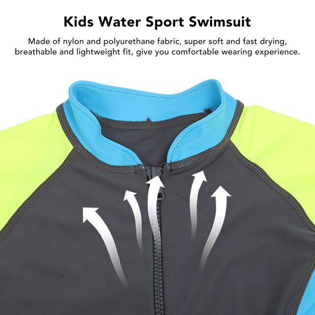 Traje de baño de una pieza para niños, manga larga, protección solar, secado rápido, traje de baño para deportes acuáticos para niños, gris oscuro, XXL