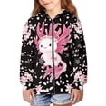 thumbnail image 3 of Chririnla Cherry Blossom Art Axolotl Comfy Hooded Sweatshirt with Pockets Long Sleeve Loose Casual Pullover for Youth Girls Size 10-12, 3 of 7