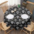 thumbnail image 3 of Black Skeleton Rose Moon Pattern Round Tablecloth 60"x60",Wrinkle Wipeable Table Cloth for Kitchen Dining Room Picnic Patio Party, 3 of 6