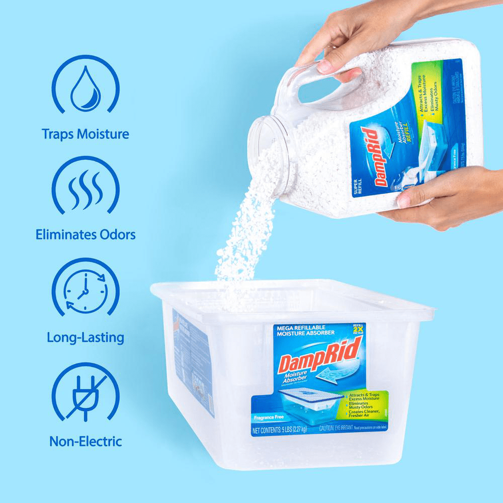 Damp Rid 7.5 lb. Fragrance free, Moisture Absorber, Odor eliminator Refill 1PK