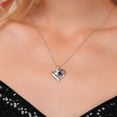 thumbnail image 3 of Gem Stone King 925 Silver and 10K Yellow Gold Heart Shape Lab Grown Diamond Pendant Necklace for Women with Sky Blue Aquamarine and Blue Created Sapphire (0.95 Cttw, Double Heart, 18 inch Chain), 3 of 4