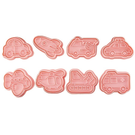 

8-Piece Transportation Vehicle Cookie Cutter Set Cartoon Car 3D Cookie Press Irregular Shape Cookie Mould for Fun Baking