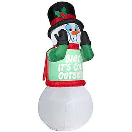 6'H Animated Airblown Inflatable Shivering Snowman with Sweater and Scarf