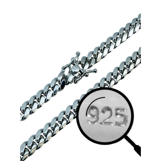 HarlemBling Real Solid 925 Sterling Silver Miami Cuban Chain - Heavy Men's 6mm Box Lock Cuban Chain - 18-30" Made In Italy (18)