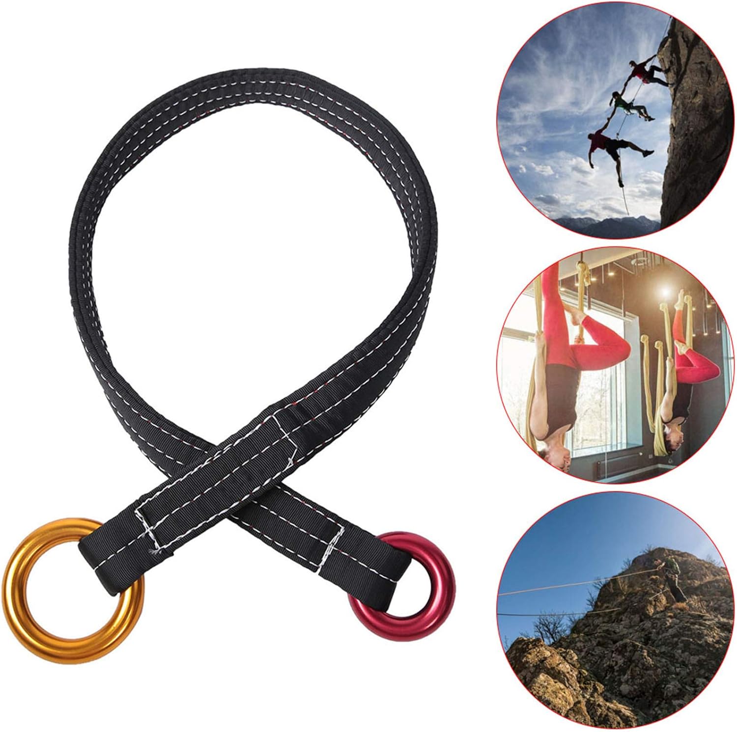 Climbing Lanyard for Tree Climbing, Outdoor Rock Climbing Wire Lanyard with Two Hanging Rings, Suitable for Sports