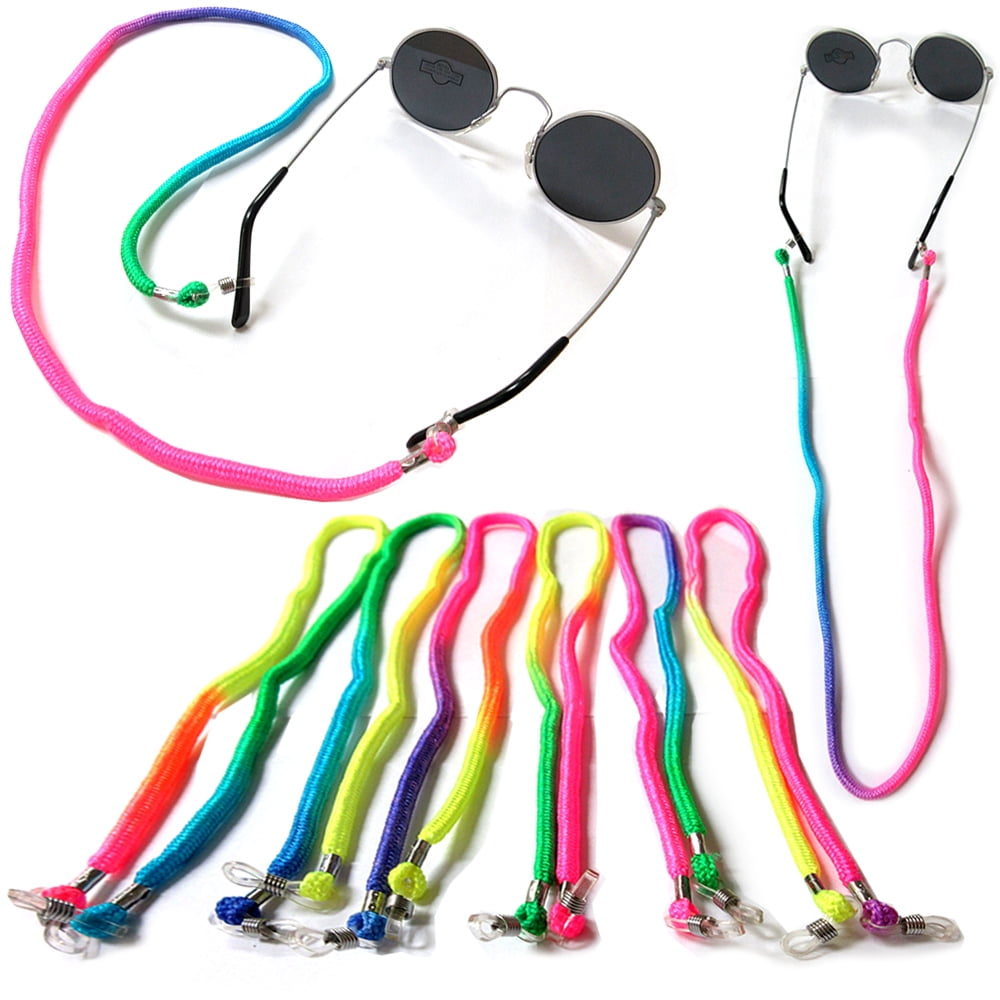 Twelve BLACK Nylon Eyeglass/Sunglass Cords~Chains Adjustable Rubber Ends 12 