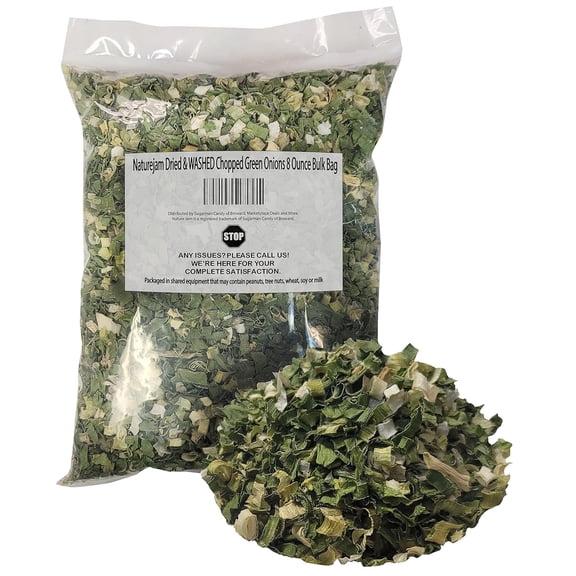 Naturejam Dried & Washed Chopped Green Onions 8 Ounce Bulk Bag - 100% Dehydrated Scallions