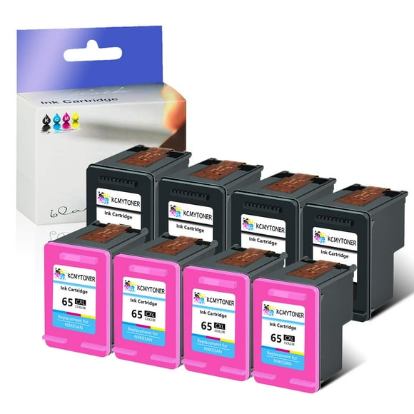 KCMYTONER High Yield Remanufactured 65 XL 65XL N9K04AN N9K03AN Ink Cartridge Compatible for HP Envy 5052 5055 5058 Deskjet 3720 3730 2624 2652 2655 with Latest Chip Show Ink Level 4 Black 4 Tricolor