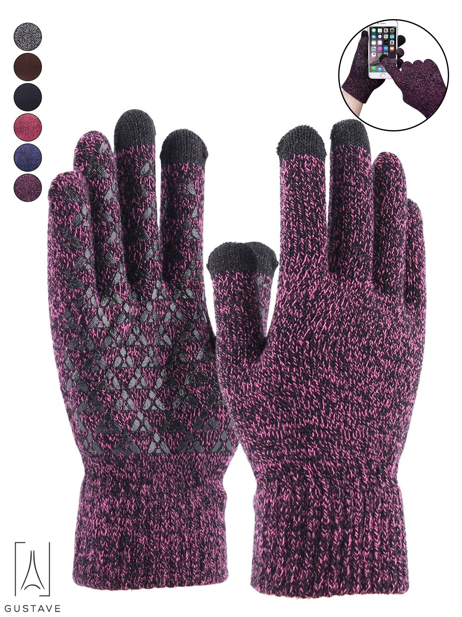 Max Heat Ladies Fashion Stripe Thermal Gloves Winter Mittens Thick Knitted Warm 