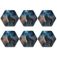 thumbnail image 2 of Pofeuu Lonely Night Sky Wolf Print Leather Coasters Set of 6, Round Cups Mugs Mat Pad for Home Kitchen Heat Resistant Drink Coasters,Hexagon, 2 of 7