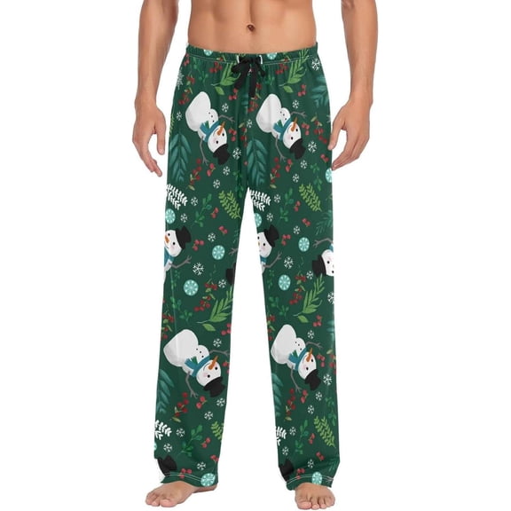 GZHJMY Christmas Snowman Pajama Pants for Men, Lounge Pants Lightweight Men Pajama Bottoms with Drawstring Pockets, Christmas New Year Birthday Gifts, Large