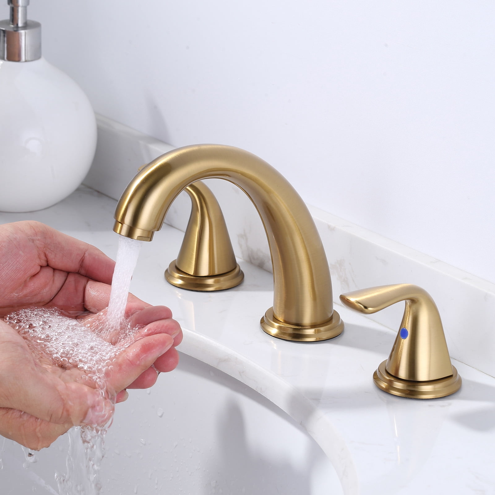 Wowow Widespread 2-Handle Bathroom Faucet in Gold for Bathroom Sink with Pop Up Drain