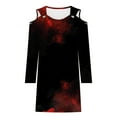 thumbnail image 4 of WXLWZYWL Ladies Evening Dresses Casual Halloween Printed Dress Long Sleeve Strapless Dress Fashion Round Neck Suspender Off Shoulder Dress, 4 of 5