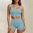 thumbnail image 2 of High Waisted Biker Yoga Shorts for Women Tummy Control Fitness Shorts & Cropped Vest Cami Tops Sets (Sky Blue L), 2 of 4