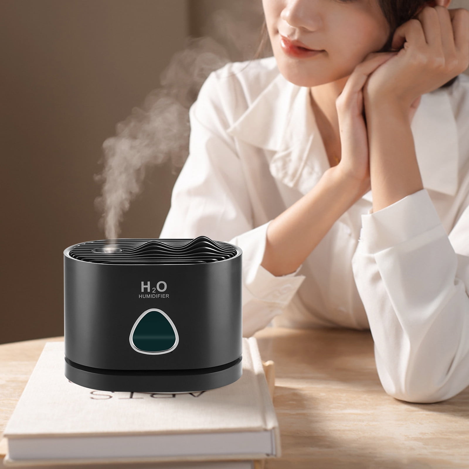 Oggfader Humidifiers for Home Cool Mist Humidifiers For Babies 460ML Quiet And Small Humidifier For Bedroom Nightstand View Space Saving Auto Shut Off With LED Night Light Black