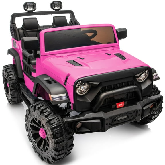 Outfunny 24V Electric Ride on Car for Big Kids, 4WD 2 Seater Ride on Toy Truck w/Remote, Bluetooth, 4x200W Motors - Pink