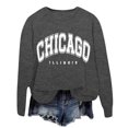 thumbnail image 4 of Women Sweatshirts Oversize Letter Print Long Sleeve Crew Neck Hoodless Loose Workout Shirt Grey, 4 of 6