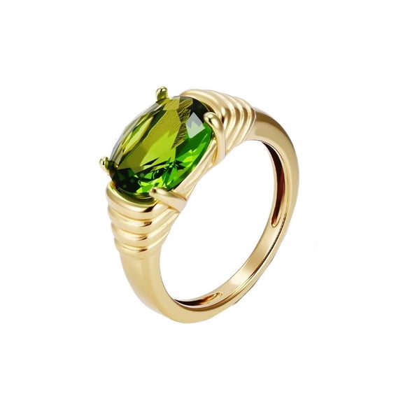 HIJONES Women Men's Gemstone Ring Stainless Steel Vintage Personalized Hip Hop Jewelry Green Size 6