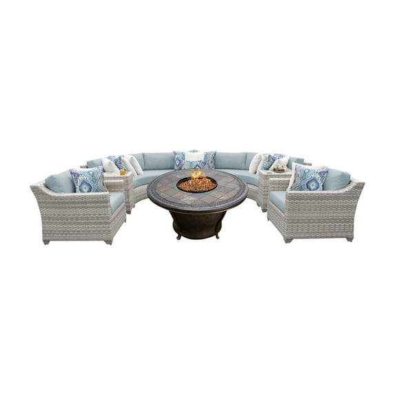 TK Classics Fairmont All-Weather Wicker 8 Piece Tempe Fire Pit Conversation Set