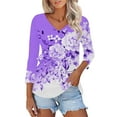 thumbnail image 2 of Purple Womens Tops Womens Fashion T Shirts 2025 Short Sleeve Casual V Neck Summer Tops Cute Loose Fit Blouses Graphic Tees Shirts for Women, 2 of 5