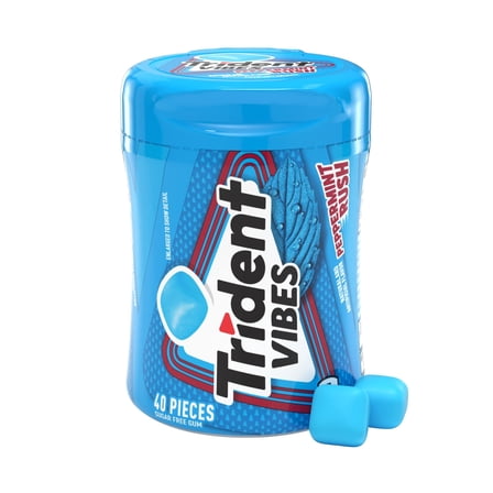 Trident Vibes Sugar Free Gum, Peppermint Rush, Regular Size, 40 Piece Bottle