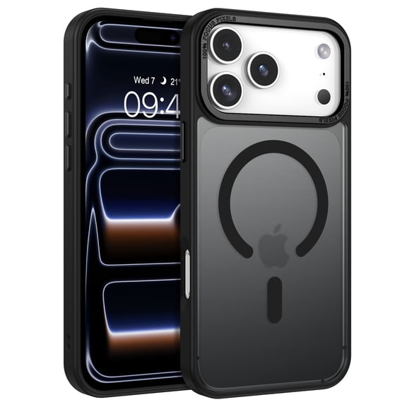 VENINGO Magnetic iPhone 18 Pro Case / iPhone 17 Pro Case (6.3") - Slim Fit Matte Translucent Cover | Mag-Safe Compatible | Shockproof Anti-Yellowing | Black