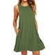 thumbnail image 1 of Vestido informal de verano para mujer, camiseta, vestido playero plisado liso, 1 of 5