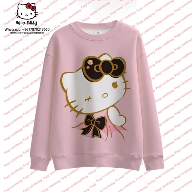 Sportswear couple Adolescent Mode Décontractée Hello Kitty Chandail à Capuchon Femme Vêtements d'Extérieur Mode Automne Chandail à Capuchon Tenue Parent-Enfant