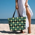 thumbnail image 6 of Sigee Green Squares Print Extra Large Waterproof Beach Travel Bag with Zipper - Durable and Versatile for Vacation, Gym, and Daily Use, 6 of 7