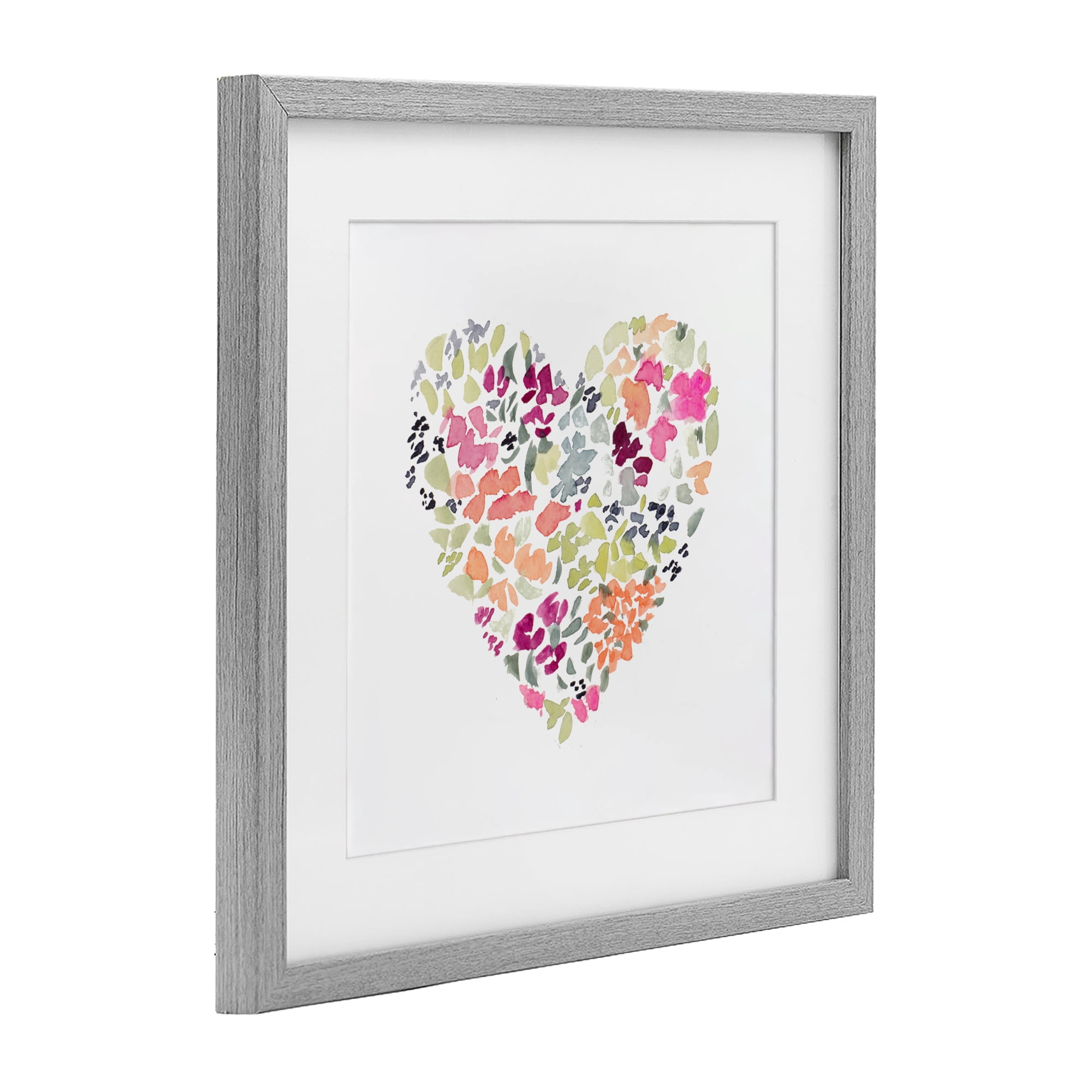 Stupell Industries Blooming Pastel Heart Gray Framed Print Under Glass, design by Lanie Loreth