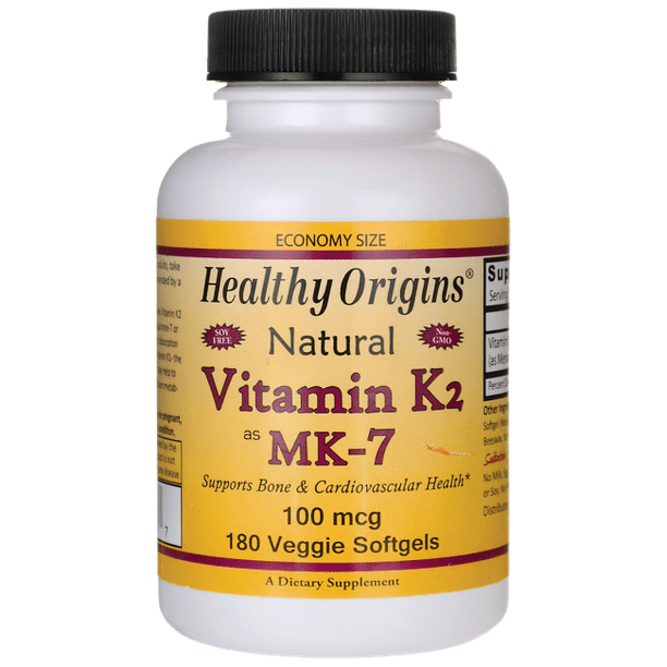 Healthy Origins Natural Vitamin K2 Mk7 100 Mcg 180 Vegetarian Softgels Walmart Com Walmart Com