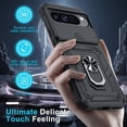 thumbnail image 4 of KOMI Case Compatible with Google Pixel 9 Pro XL Built in Slide Camera Lens Cover+Screen Protector+Finger Ring Holder Kickstand,Heavy Duty Shockproof Full Body Protective Phone Cover, Black, 4 of 5