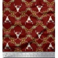 thumbnail image 1 of Soimoi Red Poly Georgette Fabric Floral & Cow Skull Head Damask Print Fabric by Yard 52 Inch Wide, 1 of 4