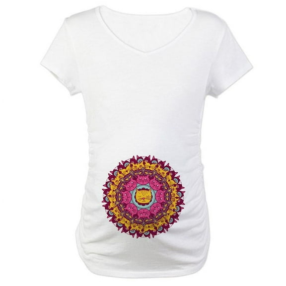 CafePress - Mandala Cats Maternity T Shirt - Cotton Maternity T-shirt, Cute & Funny Pregnancy Tee
