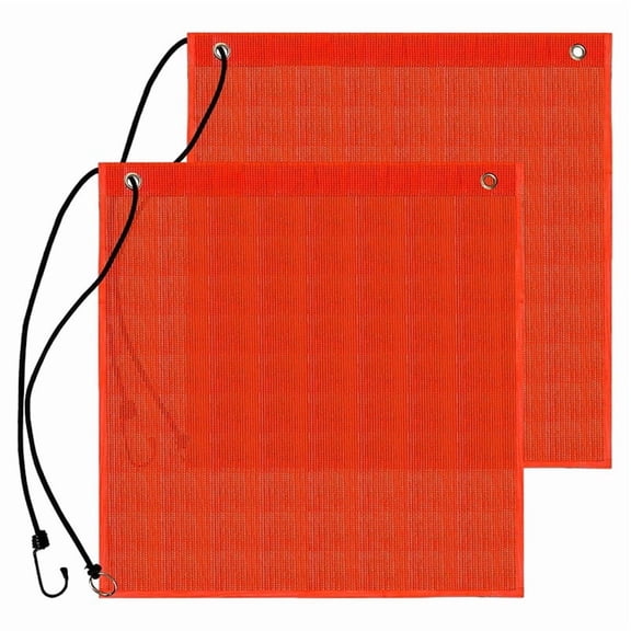 Safety Flag for Trucks Vinyl Coated Mesh Warning Flag 18x18inch Flag with Reinforced, Grommets for Jetski Trailer 2 Pack