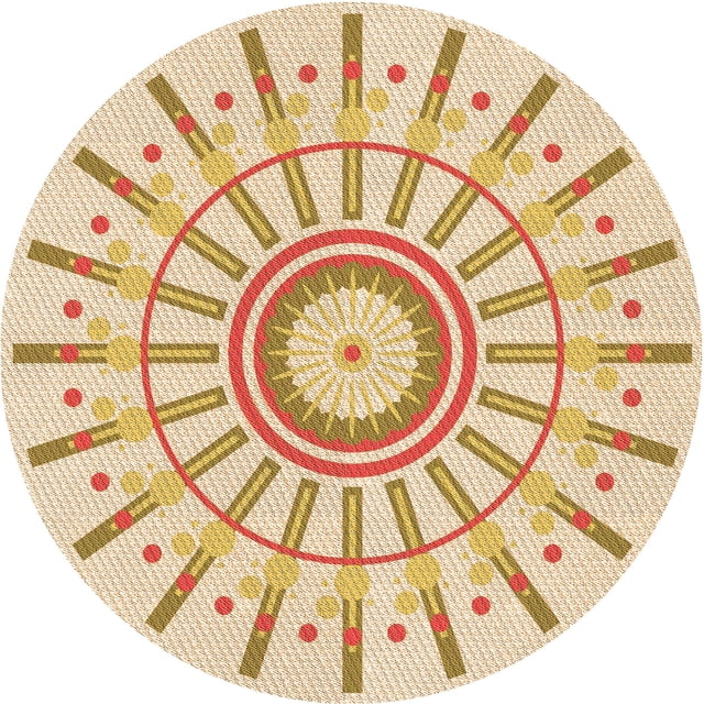 Ahgly Company Tapis Rond Lavable en Machine Intérieur Transitionnel Blond Doré Or, 3 Pieds Rond