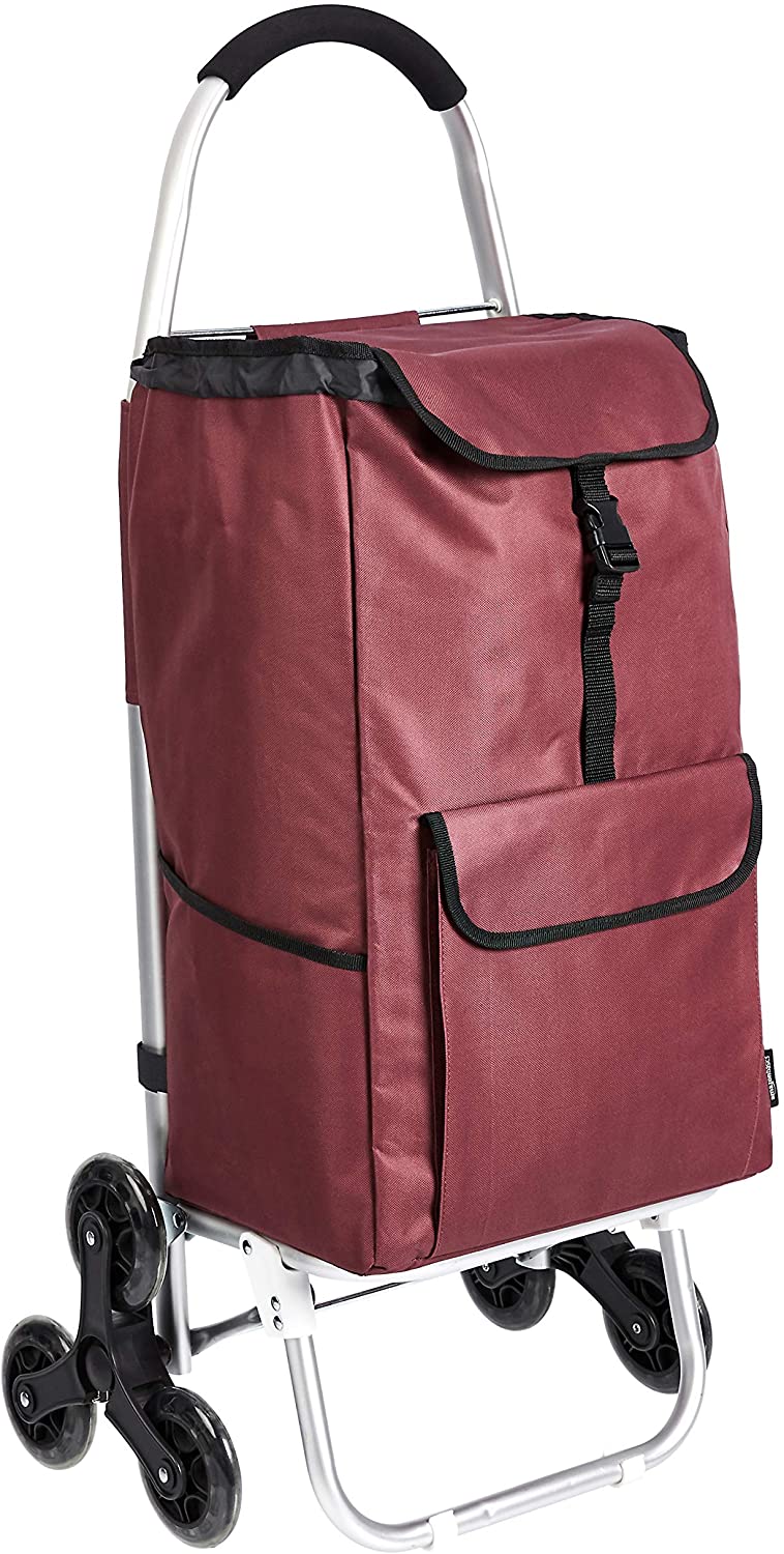 3Wheel Shopping Trolley with Aluminium Handles, 50 Litre, Red