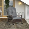 thumbnail image 2 of Outsunny Outdoor Wicker Rocking Chair Wide Cushion, Steel Frame, Gray, 2 of 8