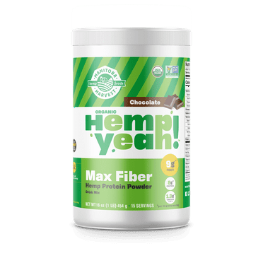 Manitoba Harvest Max Fiber Organic Protein Powder, Hemp Protein Powder, Chocolate, 16 oz, 1 lb